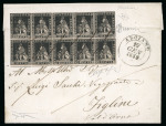 Stamp of Italian States » Tuscany Blocco di 10 del quattrino II em. su lettera.