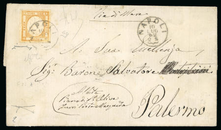 Stamp of Italian States » Naples 1862, Lettera del 10.7 da Napoli  per Palermo affrancata con 10 grana falso I tipo effige C.