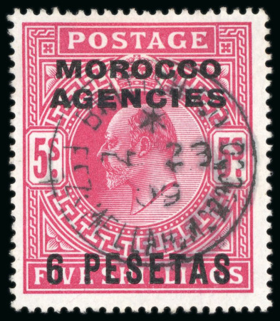 Stamp of Morocco Agencies (British Post Offices) » Spanish Currency 1907-12 6p on 5s with "FEZ (MELLAH)" DE 23 1909 cds
