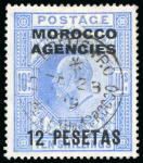 Stamp of Morocco Agencies (British Post Offices) » Spanish Currency 1907-12 12p on 10s with "FEZ (MELLAH)" DE 23 1909 cds