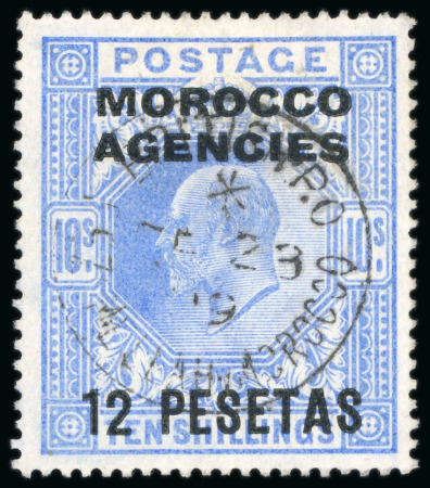 Stamp of Morocco Agencies (British Post Offices) » Spanish Currency 1907-12 12p on 10s with "FEZ (MELLAH)" DE 23 1909 cds
