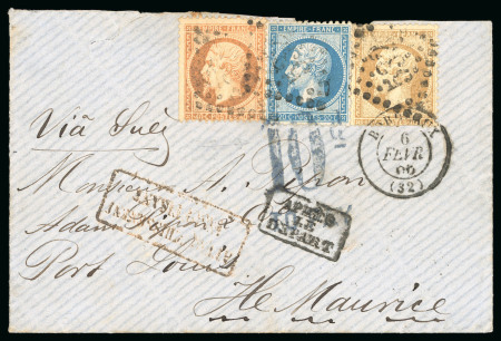 Stamp of Colonies françaises » St. Pierre et Miquelon 1866, Lettre pour Port Louis (Île Maurice), affranchissement