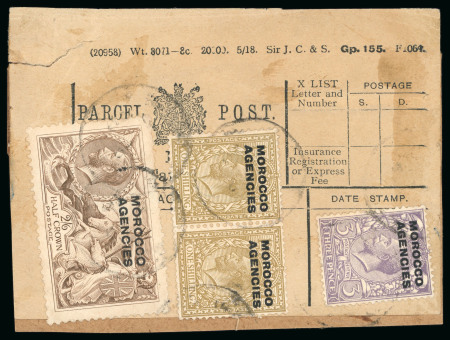 Stamp of Morocco Agencies (British Post Offices) » British Currency Tangier: Parcel post label with 1914-31 De La Rue Seahorse
