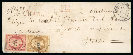Stamp of France » Empire 1853-1862 1861, Lettre chargée pour une comtesse à Aoste (Italie,