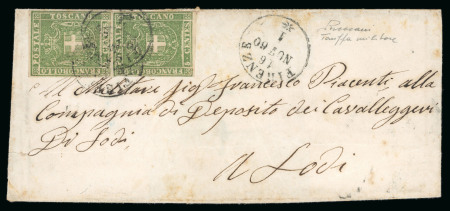 Stamp of Italian States » Tuscany 1860, Lettera affrancata per 10 c.mi in tariffa per militari.