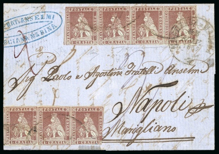 Stamp of Italian States » Collections and Lots Toscana. 1851, Collezione comprendente 56 lettere, per lo più affrancate e montate su fogli d'album