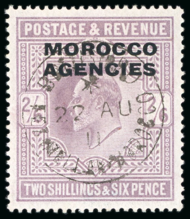 Stamp of Morocco Agencies (British Post Offices) » British Currency 1907-13 2s6d dull purple cancellation study (26)
