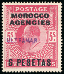 Stamp of Morocco Agencies (British Post Offices) » Spanish Currency 1907-12 "ULTRAMAR" specimen hs by the Portuguese authorities