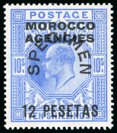 Stamp of Morocco Agencies (British Post Offices) » Spanish Currency 1907-12 5c on 1/2d to 12p on 10s mint group of 10 with "SPECIMEN" horseshoe overprint (missing both 40c values)