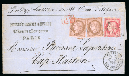 Stamp of France » Emission Cérès 1871-72 1873, Lettre pour Cap Haïtien (Haïti), affranchissement