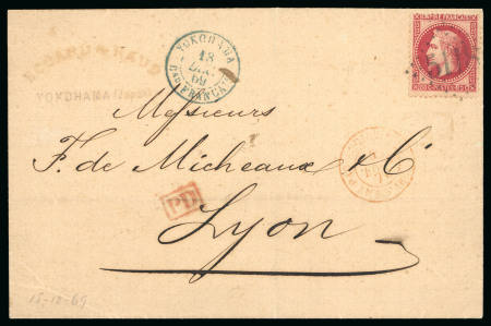 Stamp of France » Empire Lauré 1863-1870 1869, Lettre du bureau français de Yokohama pour Lyon,
