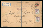 Stamp of Morocco Agencies (British Post Offices) » Spanish Currency Casablanca: 1908 (May 30) & 1910 (May 11) pair of registered envelopes, one size G and one size H