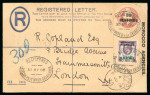 Stamp of Morocco Agencies (British Post Offices) » Spanish Currency Casablanca: 1908 (May 30) & 1910 (May 11) pair of registered envelopes, one size G and one size H