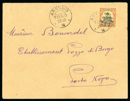 Stamp of Colonies françaises » Togo 1914, Y&T n°25 sur lettre pour Porto Nogo (Dahomey),