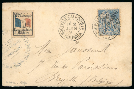 Stamp of Colonies françaises » Nouvelle-Calédonie 1909, Enveloppe de correspondance militaire, affranchissement