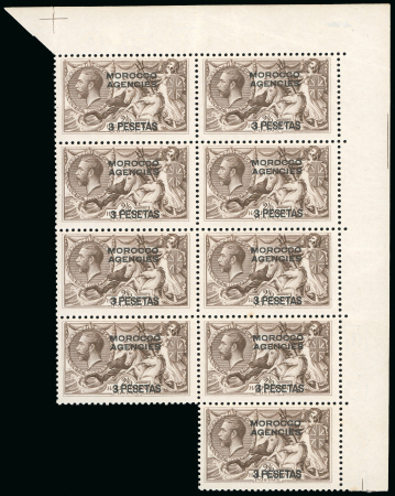 Stamp of Morocco Agencies (British Post Offices) » Spanish Currency 1914-26 3p on 2s6d specialised mint group of multiples