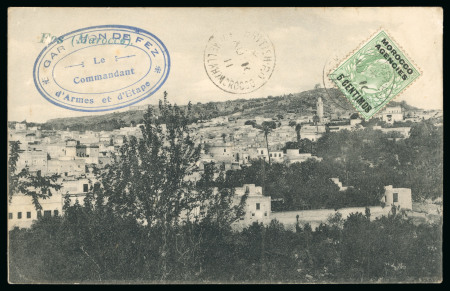 Stamp of Morocco Agencies (British Post Offices) » Spanish Currency Fez Mellah: 1911 (Aug 10) picture postcard of Fez with 5c on 1/2d tied by "FEZ (MELLAH)" cds on picture side