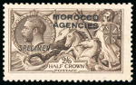 Stamp of Morocco Agencies (British Post Offices) » British Currency 1914-31 Waterlow 2s6d sepia brown with overprint double, one albino also with "SPECIMEN" overprint