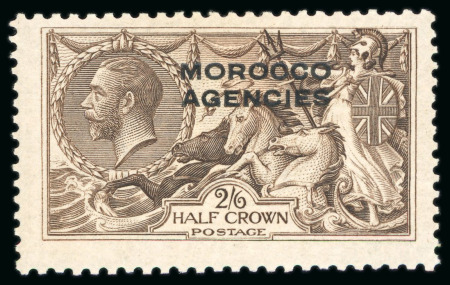 Stamp of Morocco Agencies (British Post Offices) » British Currency 1914-31 Waterlow 2s6d sepia brown with major re-entry (plate HV3, R2/1) mint h.r.