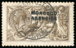 Stamp of Morocco Agencies (British Post Offices) » British Currency 1914-31 De La Rue 2s6d yellow brown with double overprint in black used