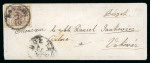 Stamp of Romania » Former Austrian Territory Temeser Banat: 6Kr brown type III, fresh colour and wide margins tied by rare "LOVRIN 7 / 10" cds n 1854 embossed Valentine cover