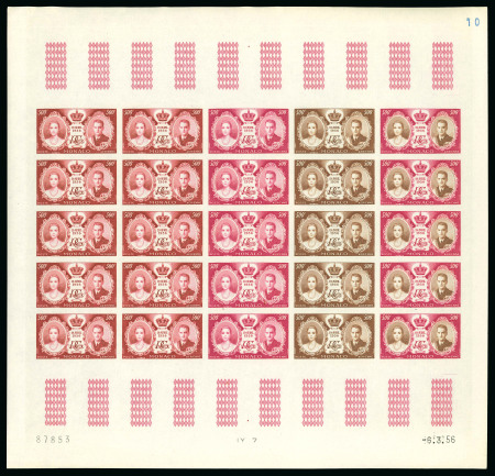 Stamp of Colonies françaises » Monaco 1956, Mariage Princier Y&T n°473/477 + PA 63/65, Feuilles