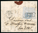 Stamp of Romania » 1858 (1st Nov.) - 1861 Moldavia - Handstruck at Jassy - Imperforate 1858 40pa on bluish paper, good to huge margins, on 31.1.1862 cover cancelled by the framed "FRANCO / GALATZ" hs
