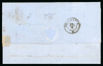 Stamp of Romania » United Principalities 1862-1864 1862 30pa single die printing, close to large margins, tied to entire to Bucharest by rare boxed "P.P." in red