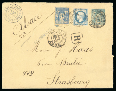 Stamp of France » Empire 1853-1862 1896, Enveloppe TSC Type Sage 15 centimes bleu Henry