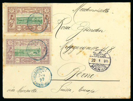 Stamp of Colonies françaises » Côtes des Somalis 1899, Envelope de Harar (Ethiopie) pour Berne (Suisse),