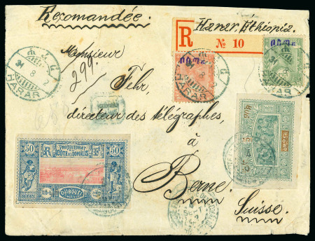 Stamp of Colonies françaises » Côtes des Somalis 1902, Envelope en régime recommandé pour Berne (Suisse),