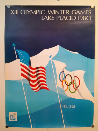 Stamp of Olympics » The Bob Christianson Collection of Olympic Posters 1980 Lake Placid official poster showing the US and Olympic flag
