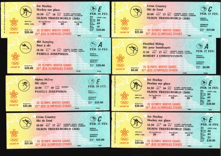 Stamp of Olympics » 1988 Calgary 1988 Calgary, group of 32 tickets
