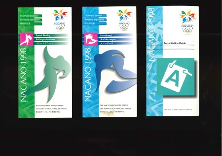 Stamp of Olympics » 1998 Nagano 1998 Nagano, set of 14 technical booklets for each of the events, plus accreditation guide and Olympic Village guide