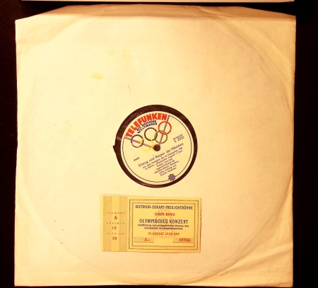 Stamp of Olympics » 1936 Berlin » Other Memorabilia 1936 Berlin group of three shellac discs with music from the  Olympic Festival