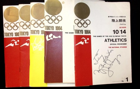 Stamp of Olympics » 1964 Tokyo 1964 Tokyo group incl. six programmes (Athletics 14th to 17th (one signed), Boxing 14th, Wrestling 19th)