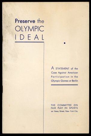 Stamp of Olympics » 1936 Berlin » Other Memorabilia "Preserve the Olympic ideal" by the Committee on Fair Play in Sports , 1936