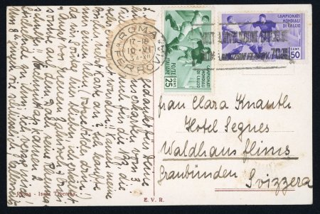 Stamp of Thematics » Sport and Games » Football 1934 World Cup: Italy postcard mailed from Rome the day of the World Cup final Italy v Czechoslovakia
