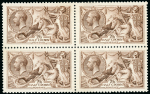 Stamp of Great Britain » King George V » 1913-19 Seahorse Issues 1918 Bradbury Wilkinson 2s6d to 10s in beautifully fresh mint n.h. blocks of four