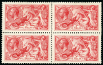 Stamp of Great Britain » King George V » 1913-19 Seahorse Issues 1918 Bradbury Wilkinson 2s6d to 10s in beautifully fresh mint n.h. blocks of four
