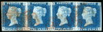 Stamp of Great Britain » 1840 2d Blue (ordered by plate number) 1840 2d blue pl.1 EA-ED used horizontal strip of four