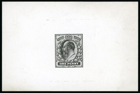 Stamp of Great Britain » King Edward VII 1d. die proof in black on glazed card (96 x 62mm.)