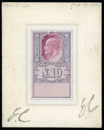Stamp of Great Britain » King Edward VII 1901 (Feb/May) De La Rue Sketch head £10 hand painted