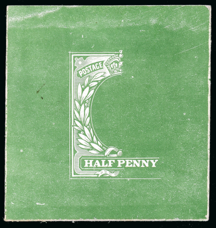 Stamp of Great Britain » King Edward VII Halfpenny A partly engraved proof of the value tablet