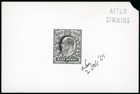 Stamp of Great Britain » King Edward VII 1901 (2 Oct.) 1/2d. die proof in black on glazed card