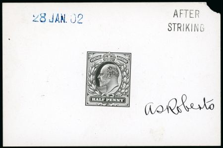 Stamp of Great Britain » King Edward VII 1902 (28 Jan.) 1/2d. stamp size die proof in black
