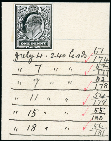 Stamp of Great Britain » King Edward VII 1902 (4-18 Jul.) 1d. stamp size die proof in black