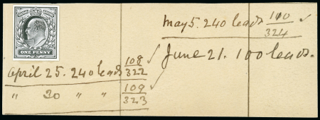 Stamp of Great Britain » King Edward VII 1902 (Apr-Jun.) 1d. stamp size die proof in black on