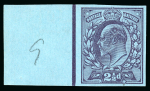 Stamp of Great Britain » King Edward VII 1901 (3 Dec) prepared for use though not issued, the famous 2 1/2d. purple on blue imperforate marginal imprimatur