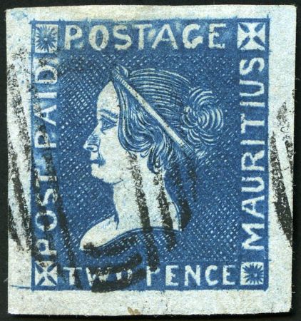 Stamp of Mauritius » 1859 Sherwin Issue (SG 40) 1859 Sherwin 2d blue, from position 1 on the plate